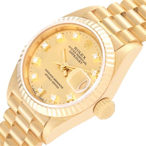 Rolex Datejust President Champagne Diamond Dial Yellow Gold Ladies Watch 69178 Swisswatchexpo