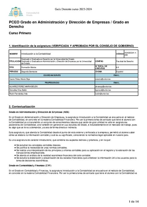 Guía docente Contabilidad PCEO Grado en Administración y Dirección de