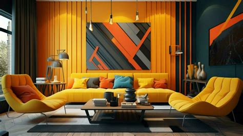 modern interior with bold colors and linear lines 30653272 Stock Photo ...