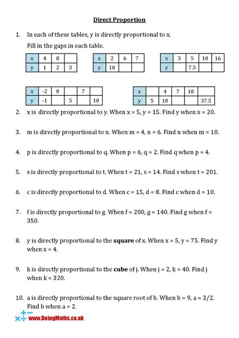 Ratio And Proportion Worksheet