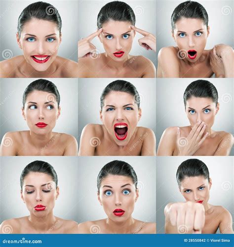 Young Woman Face Expressions Composite Stock Photography - Image: 28550842