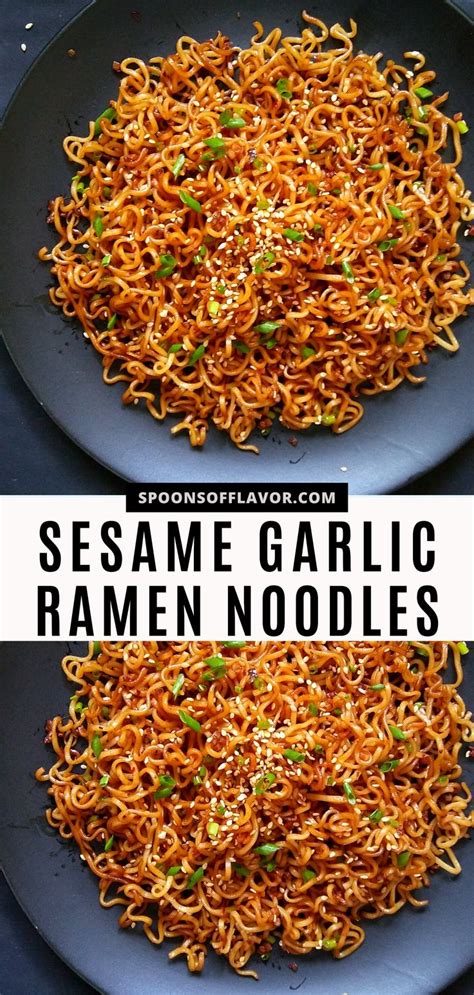 Image Showing Sesame Garlic Ramen In A Black Plate Top Ramen Recipes