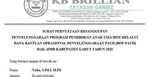 Universitas Kehidupan Contoh Surat Pernyataan Kesanggupan