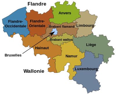 BELGIQUE Carte Du Partage De La Flandre Et De La Wallonie Et Les