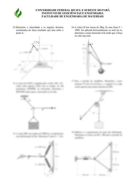 SOLUTION Lista vetores ponto material dcl forças 2d e 3d momento