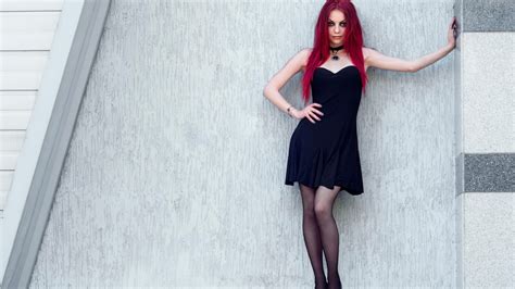 Wallpaper White Black Women Redhead Model Red Photography Necklace Dress Fashion