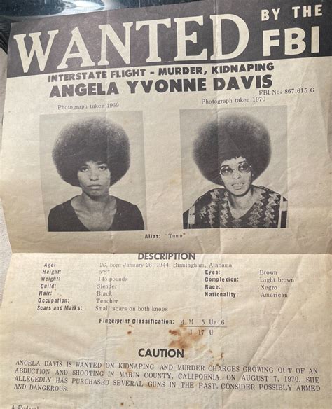 Original 1970s Fugitive Angela Davis Fbi Wanted Poster 4633936149