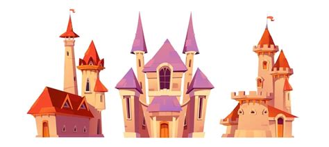 Free Vector Fairytale Medieval Royal Castle With Flags On Towers