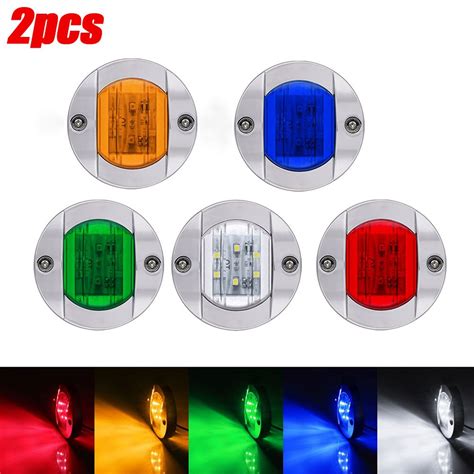 New 2Pcs Marine Boat Transom LED Stern Light DC 12V Round Stainless