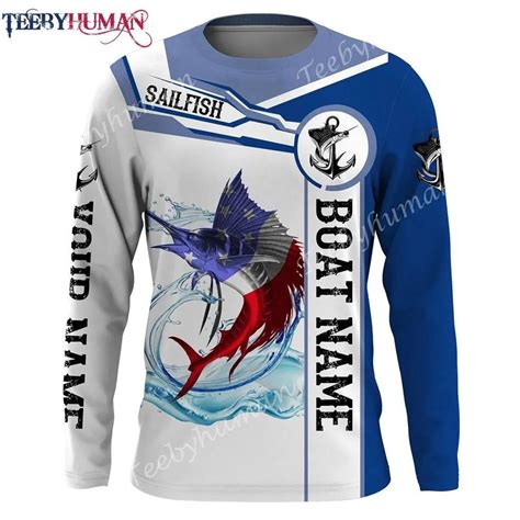 Us Sailfish Fishing Boat Customize Name Fishing T Shirts Long Sleeves