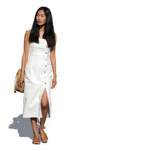 Cut Out Backlit Asian Woman In A White Dress Walking Vishopper