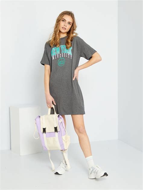 Oversized T Shirt Jurk Van Jersey Grijs Kiabi 16 00€