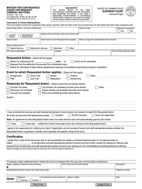 Fillable Online Motion For Continuance Caseflow Request Criminal