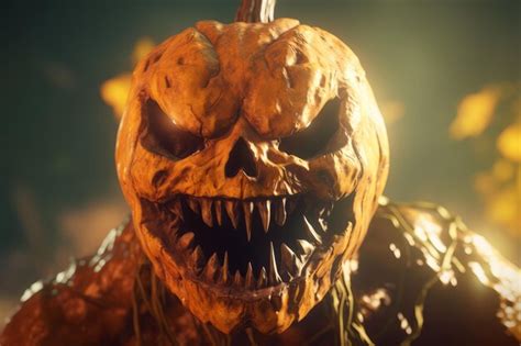 Premium AI Image Scary Pumpkin Face Generate Ai