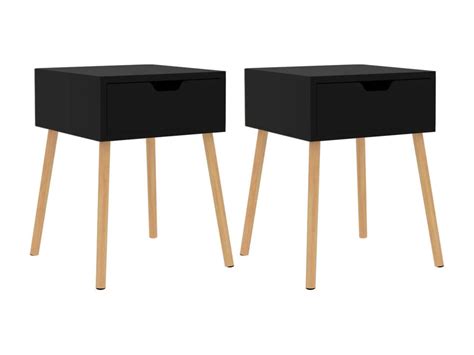 Tables De Chevet 2 Pcs Noir Brillant 40x40x56