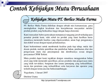 Contoh Kebijakan Mutu Perusahaan Manufaktur Set Kantor 17280 Hot Sex