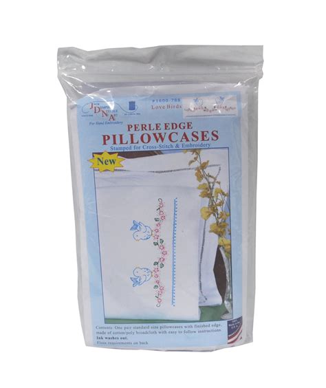 Jack Dempsey Stamped Pillowcases W White Perle Edge 2 Pkg Love Birds