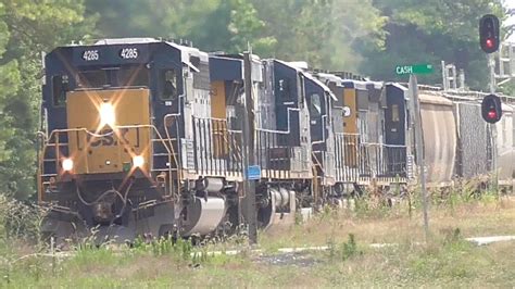 Cutie CSX Y111 30 And 5 Big Trains Railfanning Athens Dacula GA 06