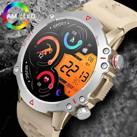 Smartwatch Esportivo AMOLED Para Homens Robusto Chamada BT Militar