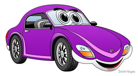 "Purple Sports Car Cartoon" by Scott Hayes | Redbubble