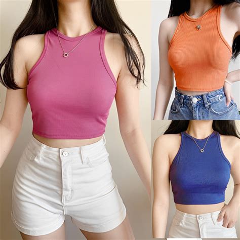 Kily Ph Summer Racer Back For Women Sando Croptop Trendy Rib Knit