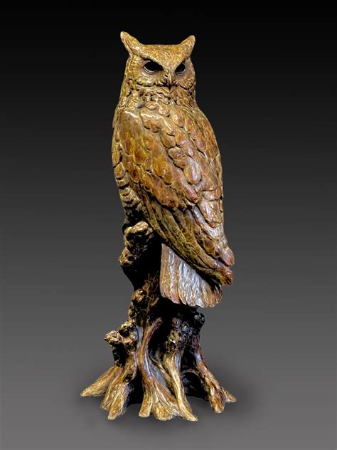 Out Of The Darkness Bronze Great Horned Owl Sculpture Stefan