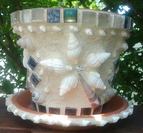 Shell Flower Pot Shell Crafts Sea Shells Diy