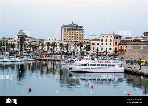 The Marina At Night Alghero Sardinia Stock Photo - Alamy