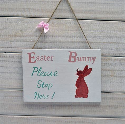 Sale Personalised Wooden Easter Bunny Stop Here Sign Etsy On Sale