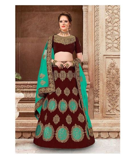 Pragati Fashion Hub Green,Brown Art Silk A-line Semi Stitched Lehenga - Buy Pragati Fashion Hub ...