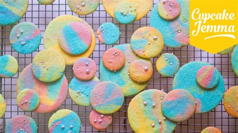 Psychadelic Rainbow Marble Cookies Cupcake Jemma Youtube