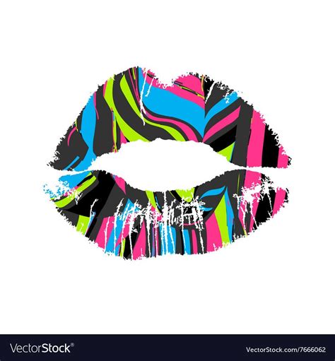 Lipstick Kiss Striped On White Background Vector Eps Illustration