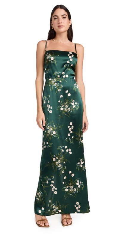 Reformation Frankie Floral Silk Slipdress In Green Multi Modesens