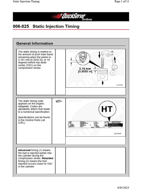 Static Injection Timing 073026 Pdf Piston Fuel Injection