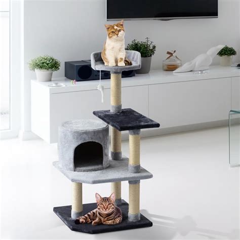 Pawhut Rvore Para Gatos Arranhador Grande Plataformas Para Brincar