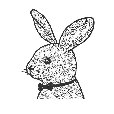 Rabbit in Bow Tie Sketch Vector Illustration Stock Vector ...