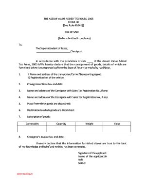 Fillable Online Vatfaq Assam Value Added Tax Rule 2005 Form 60 Rule 41