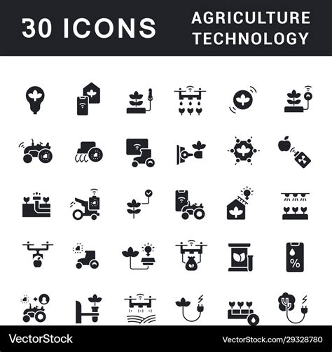 Set Simple Icons Agriculture Technology Royalty Free Vector