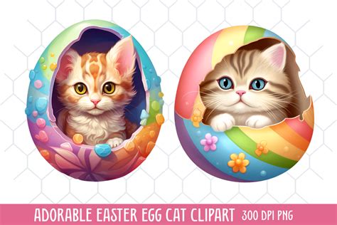 Adorable Easter Egg Cat Clipart Graphic by CraftArt · Creative Fabrica