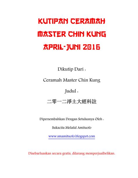 Solution Kutipan Ceramah Master Chin Kung April Juni 2016 Studypool