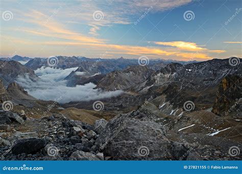 Majestic Mountain View At Dusk Stock Image Image Of Nature Cloud