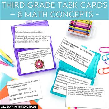 3rd Grade Math Activities Task Card MEGA BUNDLE 8 Math Concepts