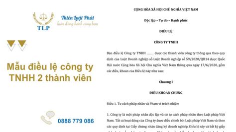 Mẫu điều Lệ Công Ty Tnhh 2 Thành Viên Mới Nhất