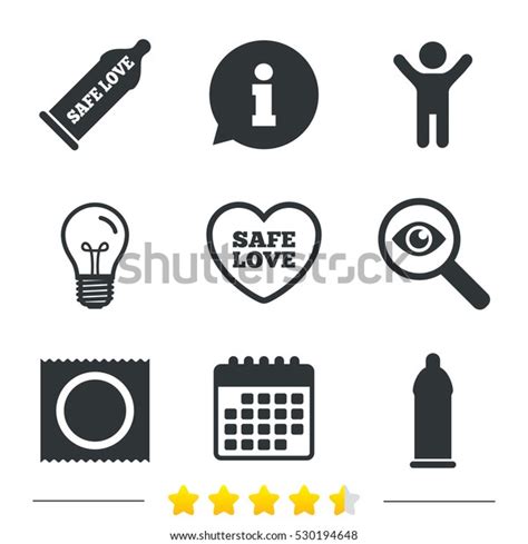 Safe Sex Love Icons Condom Package Stock Vector Royalty Free