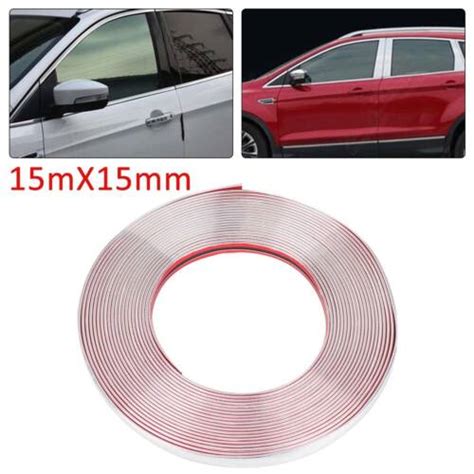 Silver Chrome Styling Moulding Trim Strip Self Adhesive Tape Window 15mm X 15m Ebay