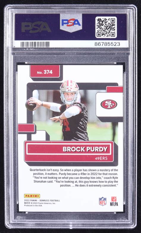 Brock Purdy 2022 Donruss Press Proof Premium 374 RR RC PSA 10