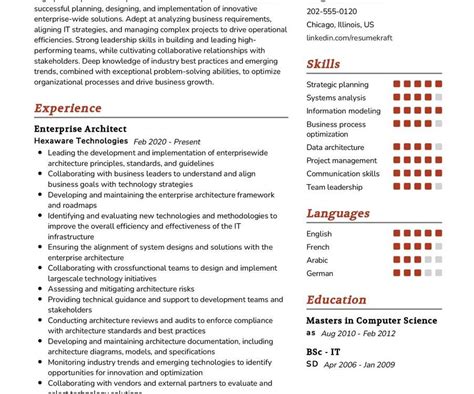 Enterprise Architect Resume Sample In Resumekraft