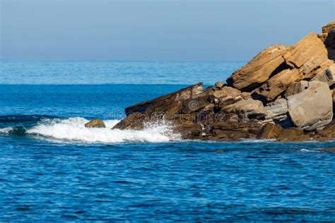 Sea Waves Breaking On A Rocks Deep Blue Sea Waves Hit Cliff Hit Rocks