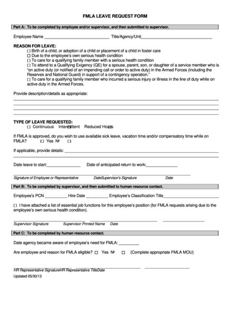 Fillable Leave Request Form Printable Forms Free Online