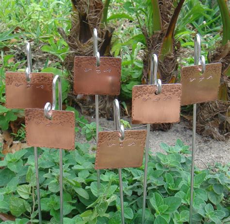 Copper Garden Stakes Plant Markers Feathered Friends Set